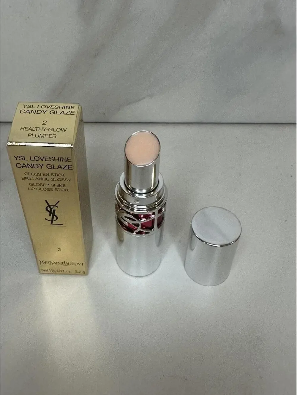YSL Loveshine Candy Glaze glossy shine lip gloss stick 2 Healthy Glow Plumper